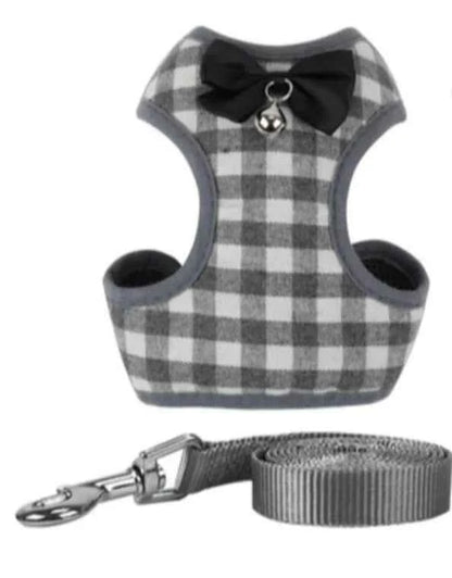 Dog Leash with Checkered Bowtie Harness for Pets