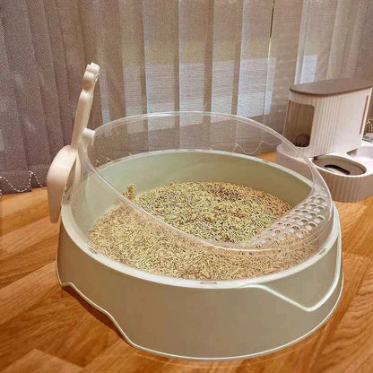 Spacious Semi-Covered Cat Litter Haven with Scoop
