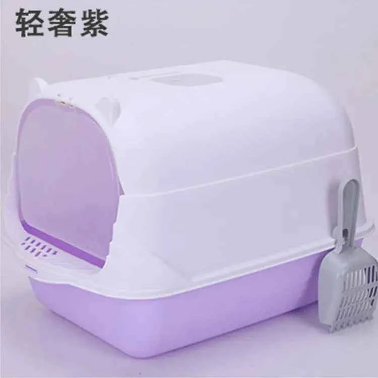 Large Half-Enclosed Cat Litter Box for Big Cats