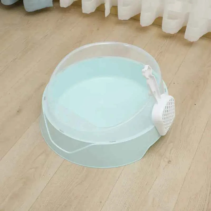 Spacious Semi-Covered Cat Litter Haven with Scoop