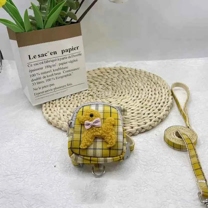 Pet Backpack with Teddy Bear and Traction Rope