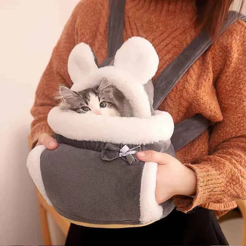 Cute Cat Backpack and Indoor Cat Bed Combo