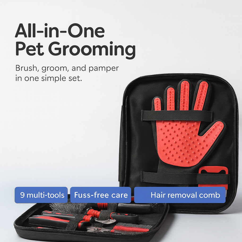 All-In-One 9 in 1 Grooming Set For Happy Pets