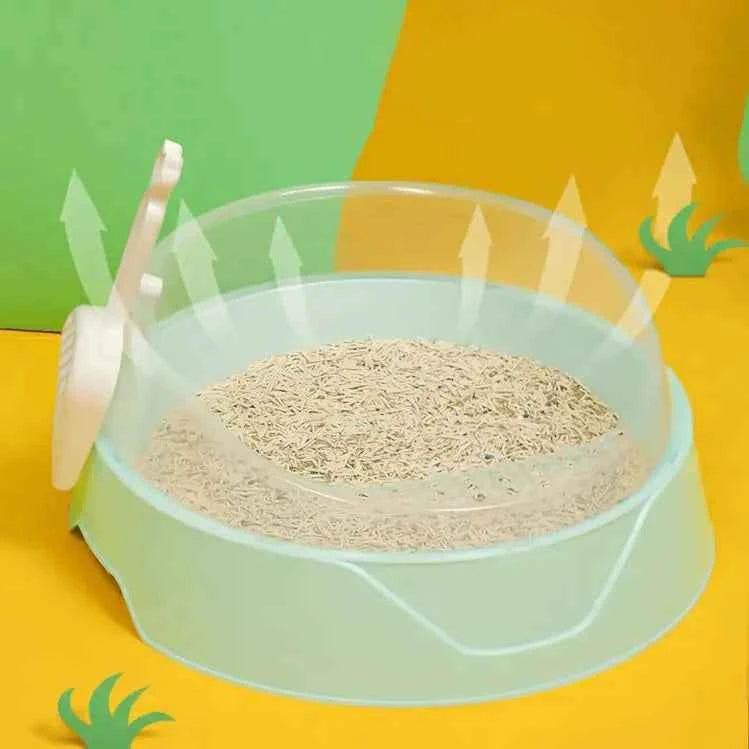 Spacious Semi-Covered Cat Litter Haven with Scoop