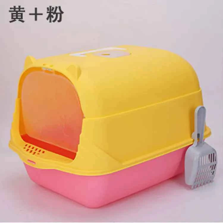 Large Half-Enclosed Cat Litter Box for Big Cats