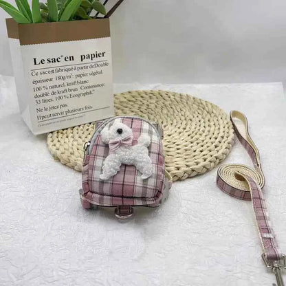 Pet Backpack with Teddy Bear and Traction Rope