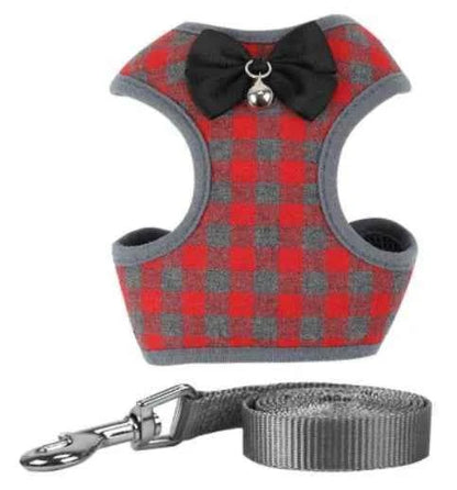 Dog Leash with Checkered Bowtie Harness for Pets