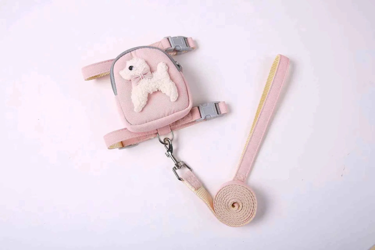 Pet Backpack with Teddy Bear and Traction Rope