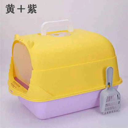 Large Half-Enclosed Cat Litter Box for Big Cats
